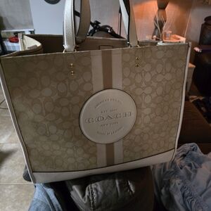 Coach Beige and Cream Tote Bag